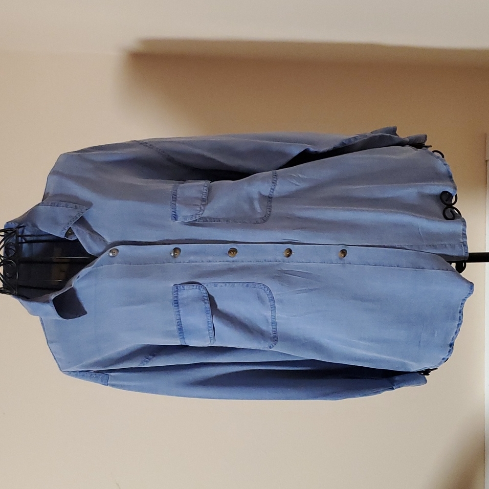 Studio 121 blue silk button down shirt size S